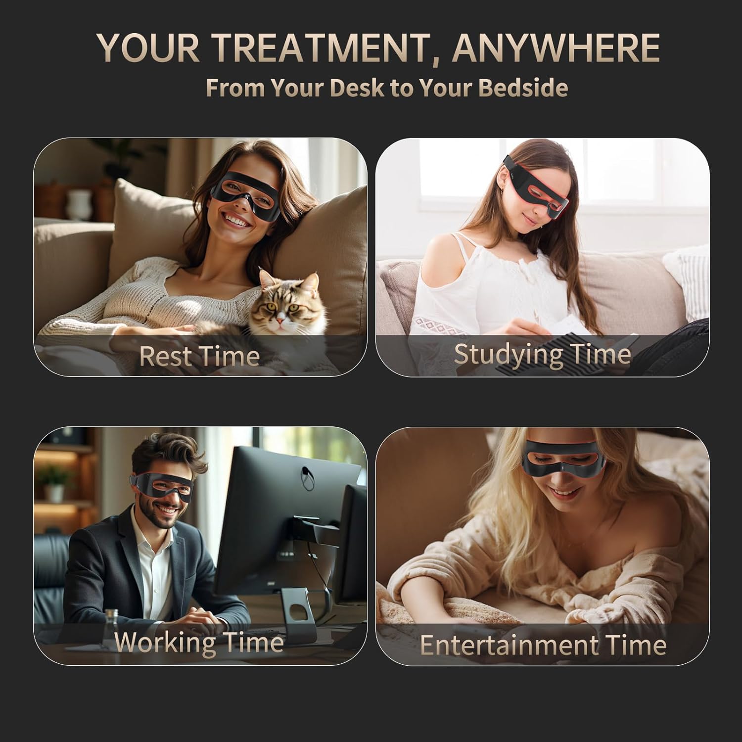 Red Light Therapy for Eyes, 4-in-1 3 Minutes Treatment Under Eye Red Light Mask, Targets Fine Lines, Eye Bags, Wrinkles & Dark Circles, Rejuvenating Eye Massager for Men Women (Pink) - Image 8