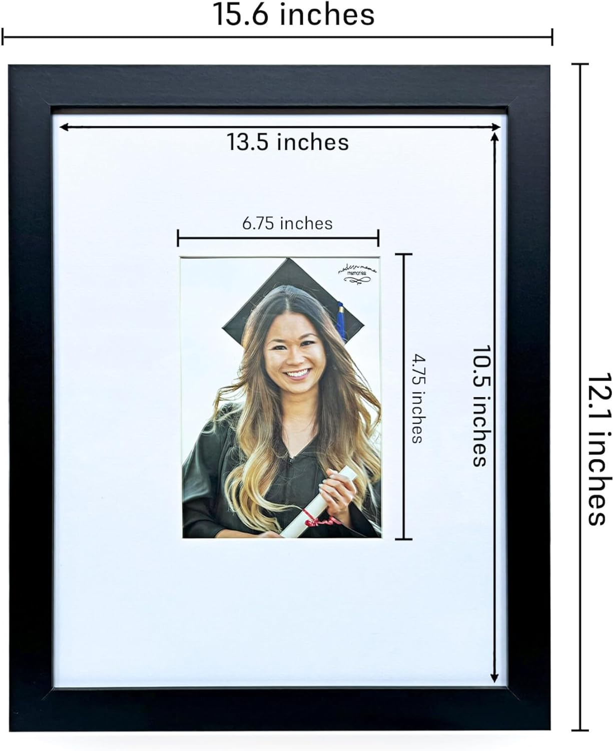 11x14 Signature Picture Frame with 5x7 White Mat - Real Glass - Wedding Guest Book Alternative, Wall Hanging Photo Frame for Graduation Gifts, Black Frame with White Mat
