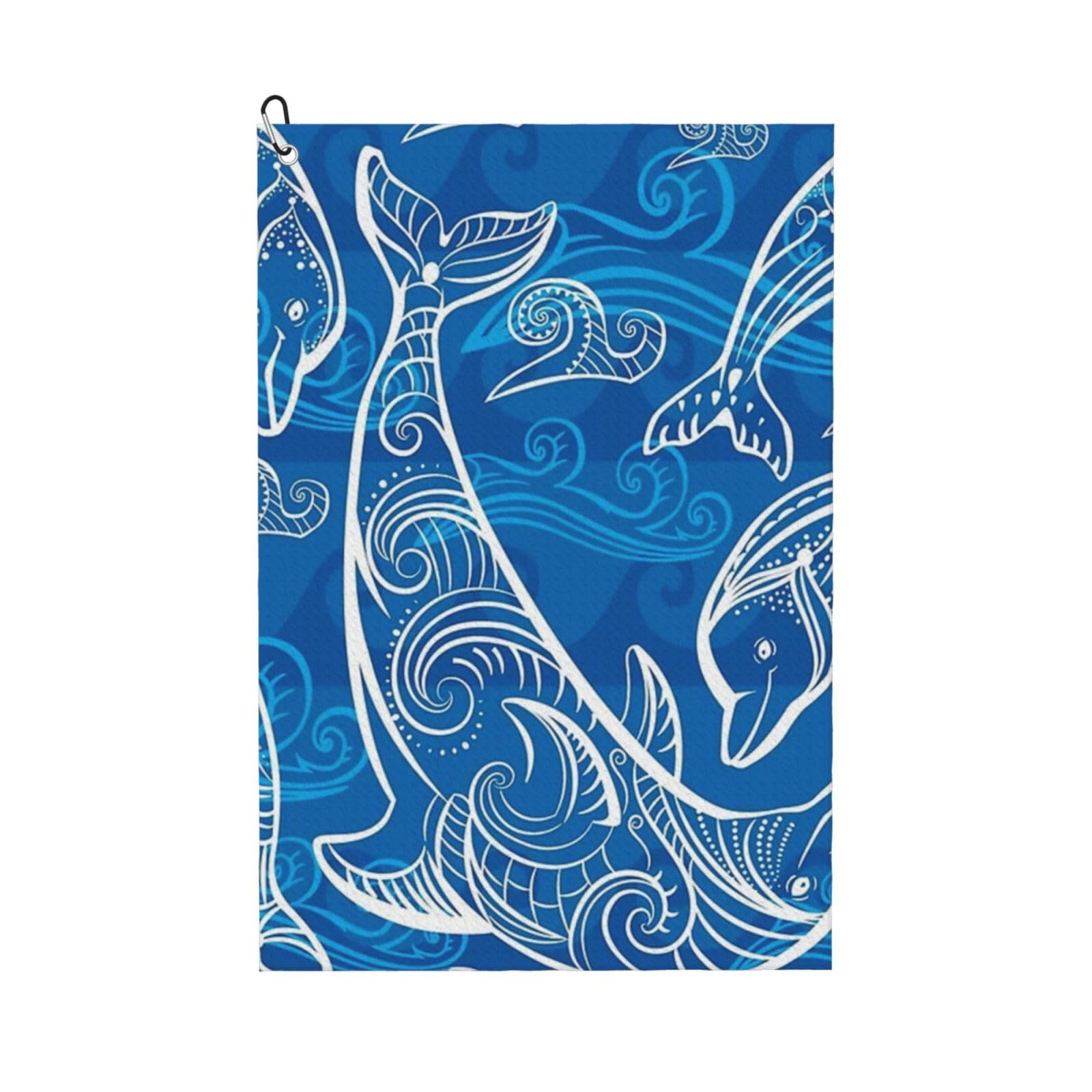 Hnnkloy Magical Dolphin, 16x24 in Portable Waffle Golf Towels with Carabiner Clip for Golf Bag