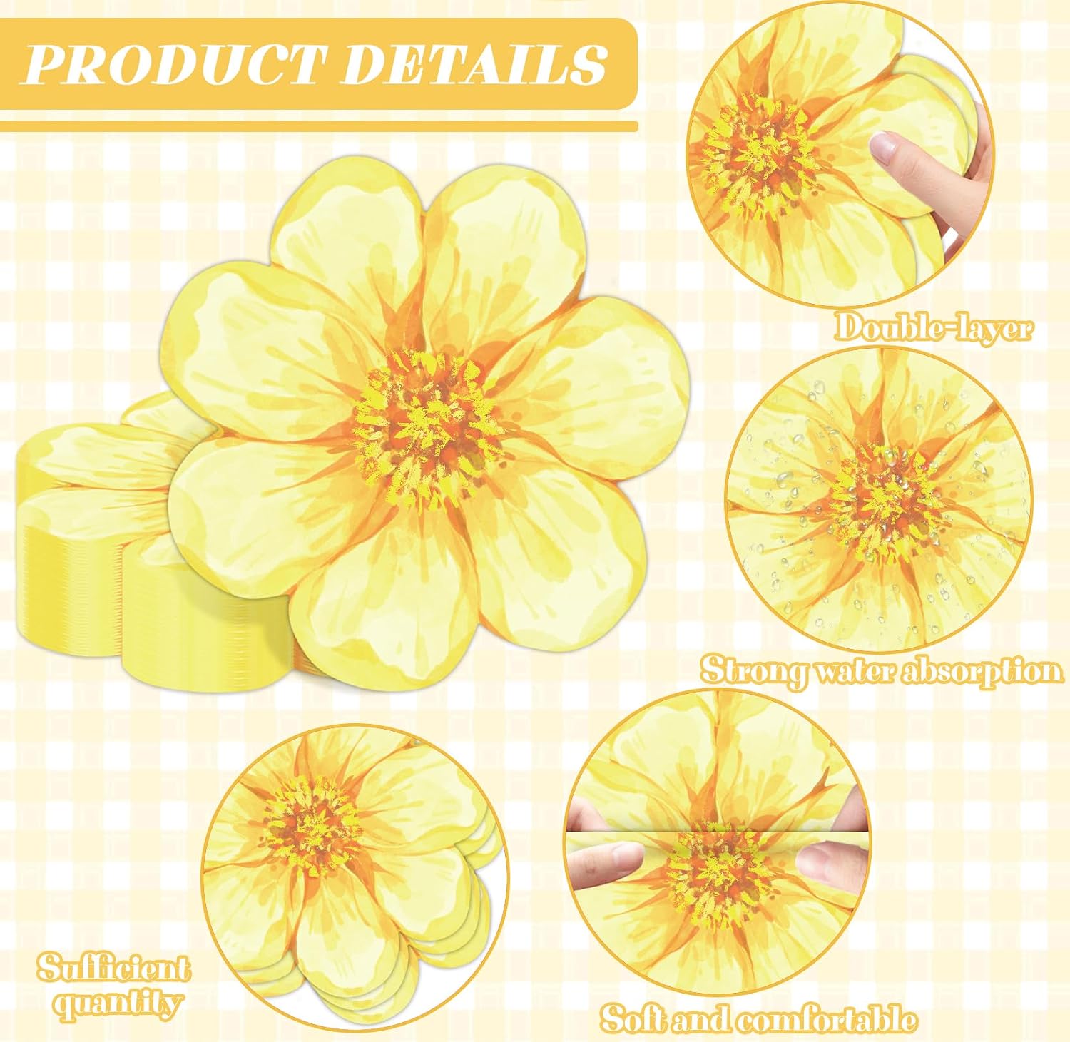 Flowers Shaped Napkins Spring Floral Disposable Napkins Spring Floral Shaped Paper Tableware Watercolor Flower Theme Decorations for Wedding Bridal Baby Shower Tea Birthday Party Supplies (100 PCS)
