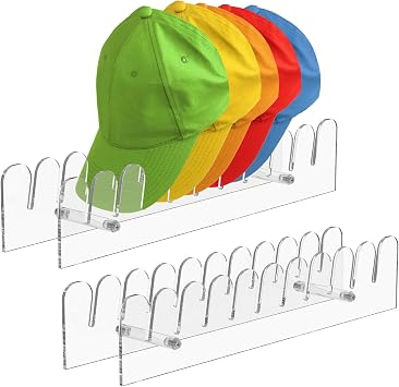 2Pcs Hat Stand for Baseball Caps, Acrylic Hat Organizer Hold up to 10 Hats Space Saving Hats Racks Holder Display and Organizer for Home Bedroomtransparent color,2 pieces
