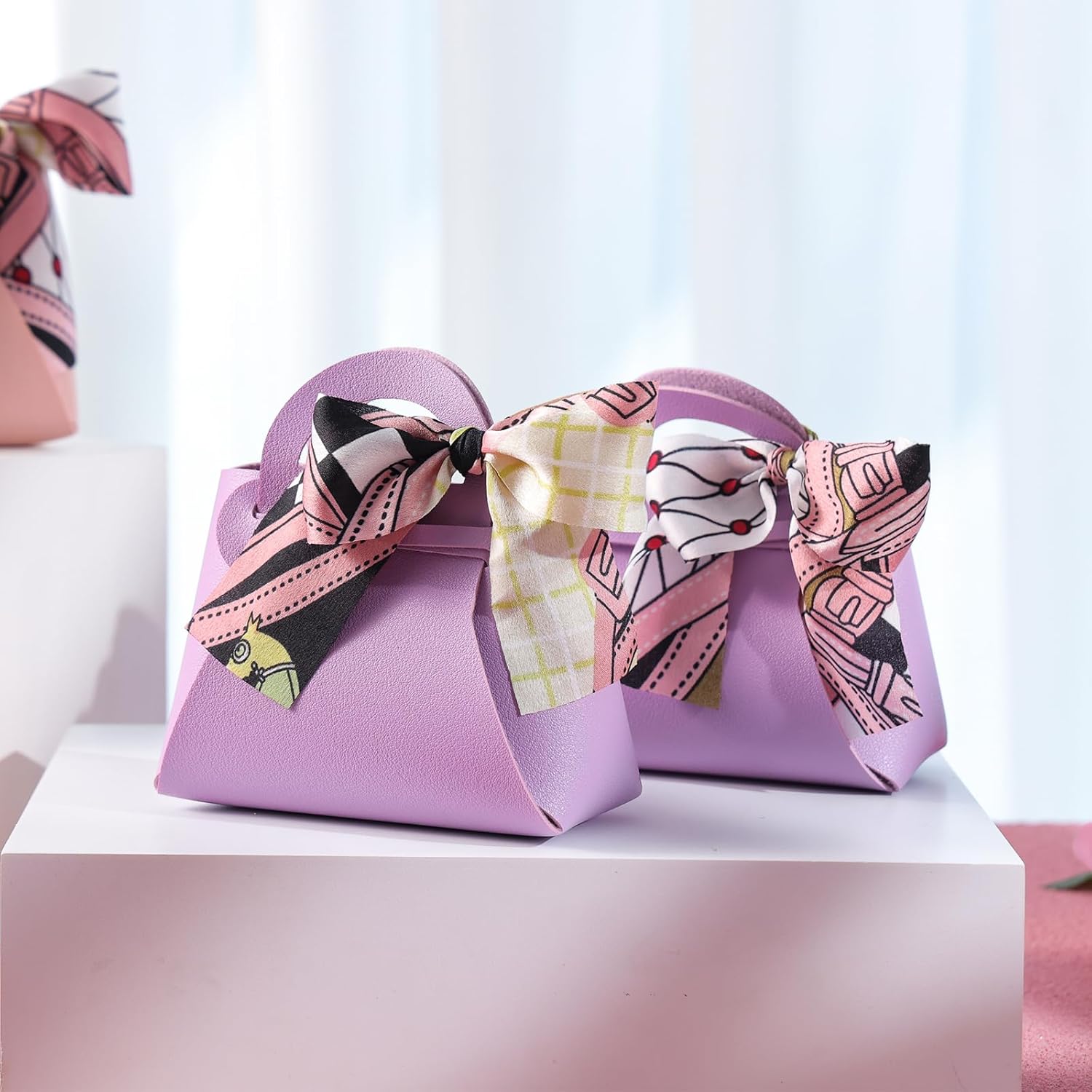 VGOODALL 10PCS Mini Gift Boxes, Purple PU Leather Party Favor Bags with Handle for Wedding Bridal Shower Birthday Party Decoration, 4.7"x2"x5.1" - Image 5