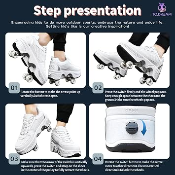 Outdoor roller skates, adjustable roller skates for women, quad skates deformation trainer for adults, sneakers with invisible wheel for beginners