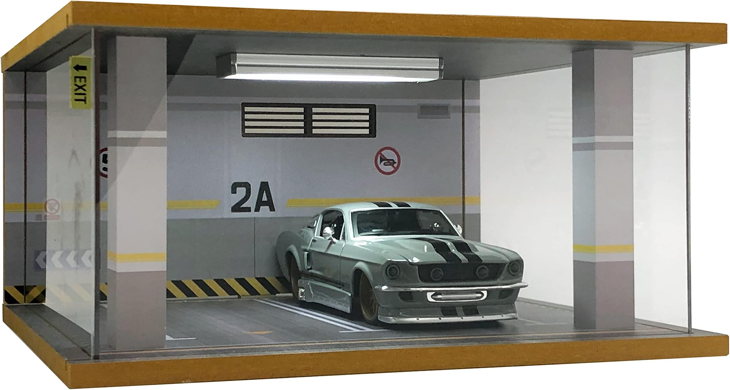 Display Case for Diecast Cars with Clear Acrylic and LED Lighting 1 24 Scale (2 Parking Gray)