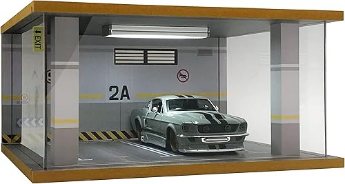 Vitrina para autos fundidos a presión con acrílico transparente e iluminación LED escala 1 24 (2 gris)