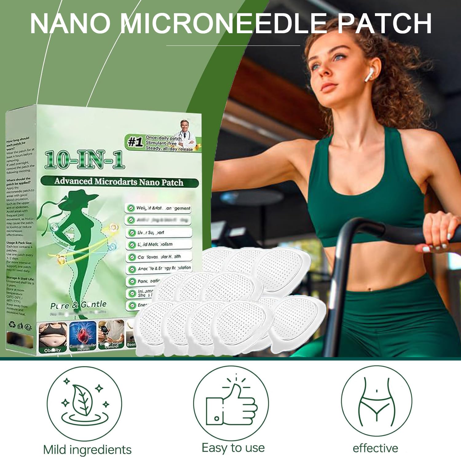 Moringa Patch,10-in-1 Nano Microdarts Patch,New Natural Women Boxes Patches Gentle Formula Advanced Patches 3PCS(D)