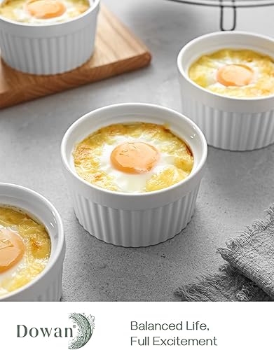 Miniatura 2 de DOWAN - Cazuelita de porcelana, para servir o para soufflé, Creme Brulee, de estilo clásico para hornear, juego de 6