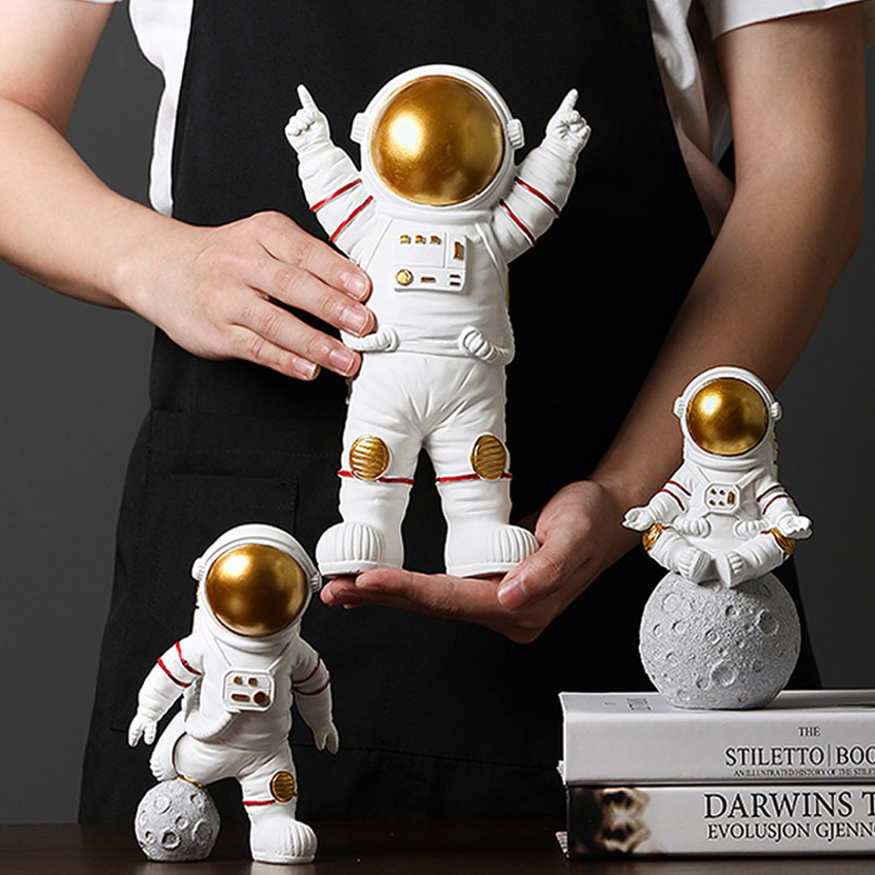 Estatuas Astronauta Arte Escultura Moderna Decoración Figura Astronauta Estatua Sala Estar Arte Artes Regalo poliresina, Dormitorio, Decoración temática Astronauta, Adorno (Gold,A)