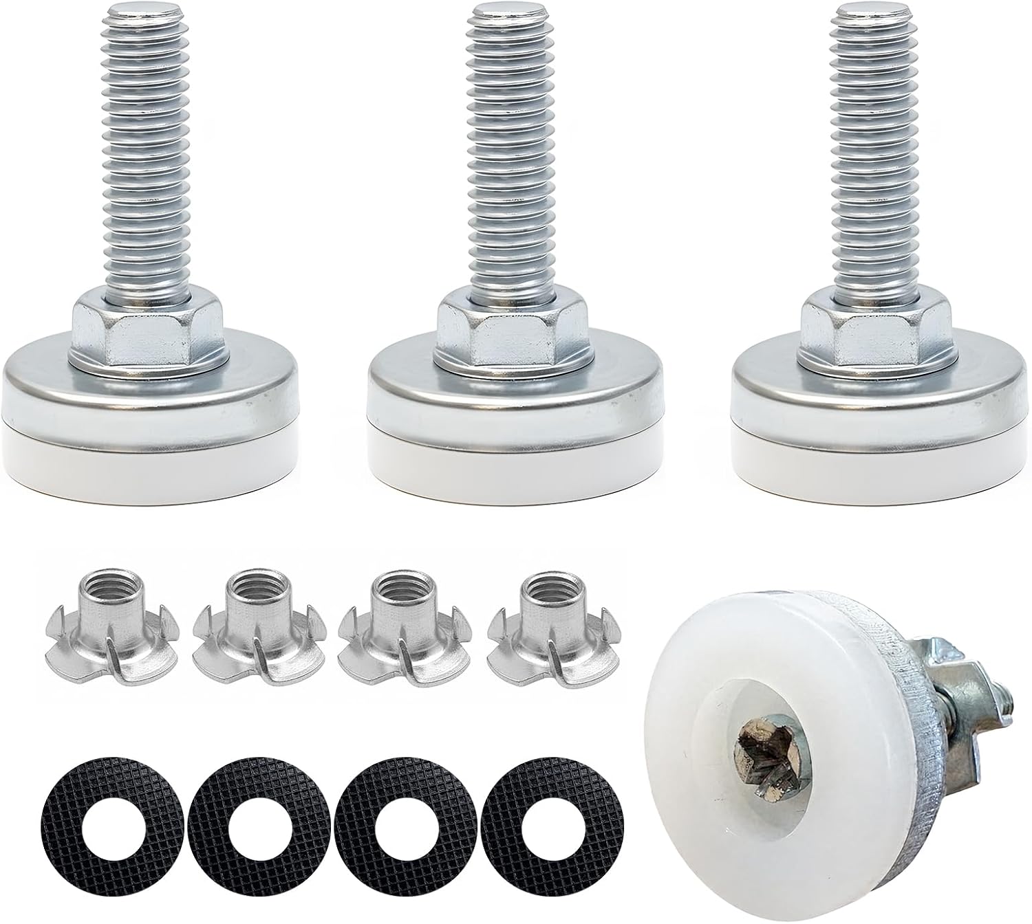5/16"-18 Thread Furniture Levelers, Heavy Duty Adjustable Table Feet with Four-Claw nut for Cabinets, Chairs, and Commercial Equipment