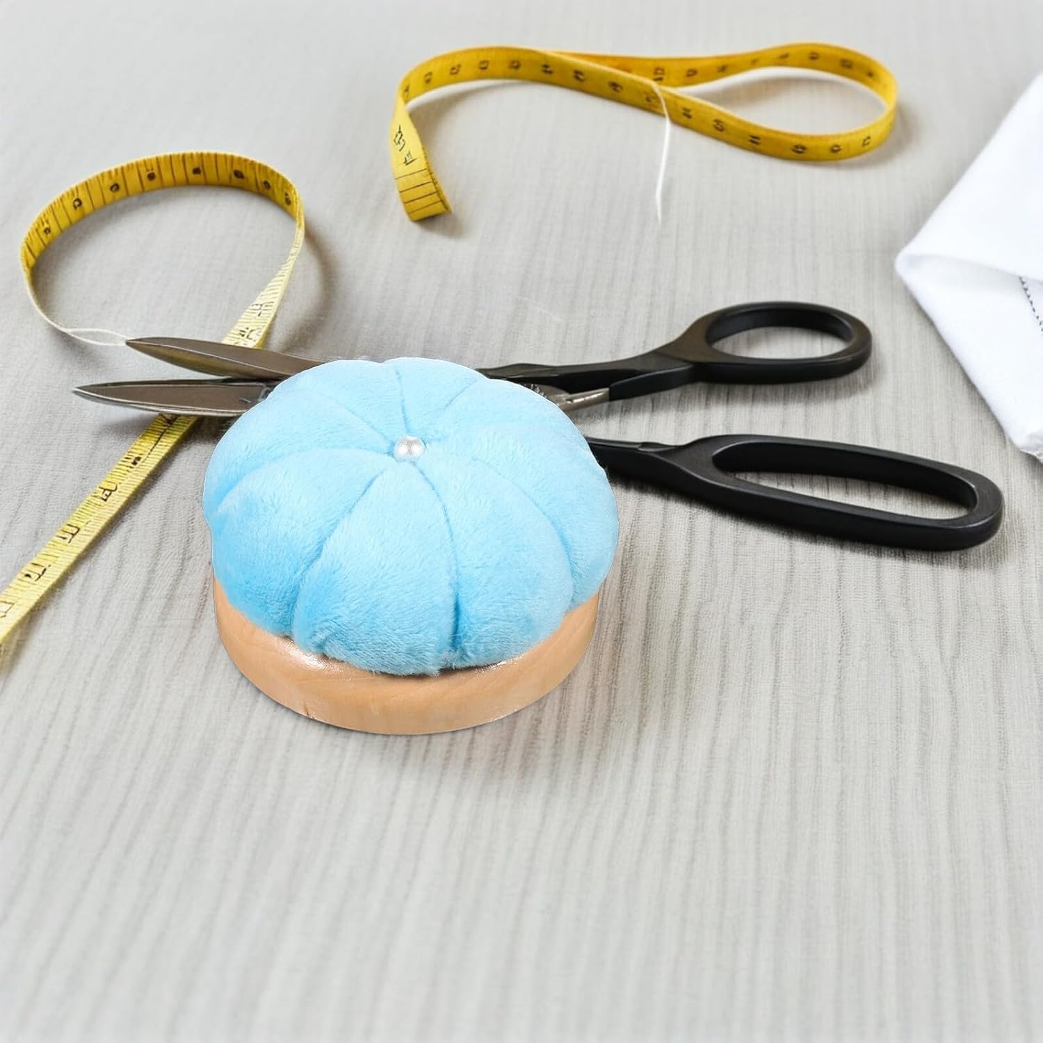 GETAJGHSD 2pcs Pumpkin Sewing Pincushions Needle Organizer with Plush Fabric, Sky Blue Embroidery Pin Cushions for DIY Crafts and Quilting Storage