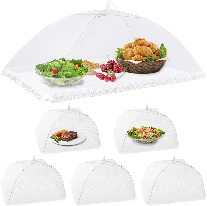 LandReCol 4er Set Fliegenhauben 38x38cm - Lebensmittelabdeckung Für Buffet & Camping