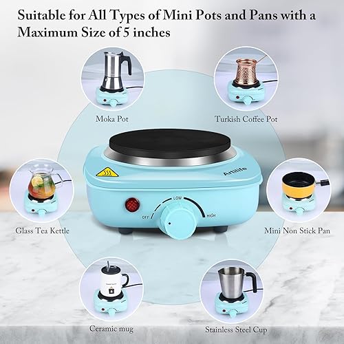 Miniatura 9 de Artilife Mini placa caliente pequeña, pequeña placa caliente eléctrica, mini placa caliente eléctrica, placa caliente eléctrica de hierro fundido,