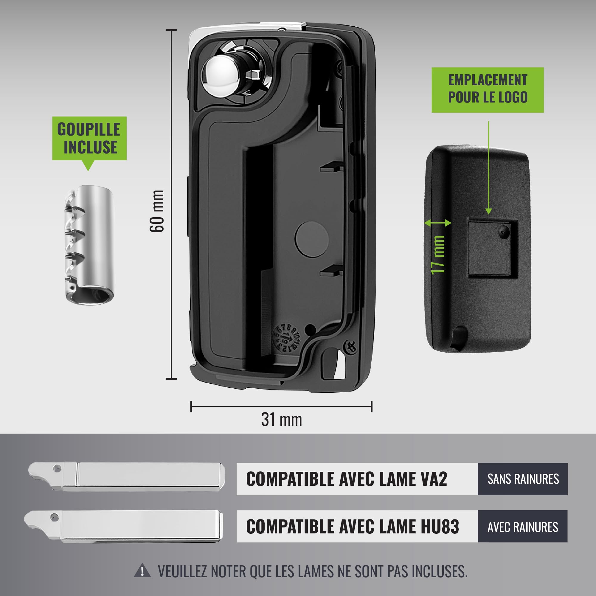 Guscio Chiave Telecomando 2 Tasti senza Lama Cover Compatibile con Peugeot 207 307 308 3008 5008 Partner Citroen C3 C4 Berlingo