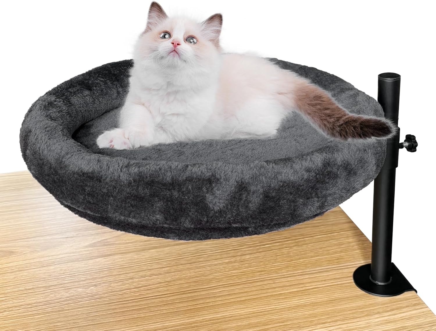 Cat Desk Bed, Cat Nest Bed for Desk, Desk Cat Bed with Pet Mat for Indoor Cats Under 25 lbs, 360° Rotation and Adjustable Height