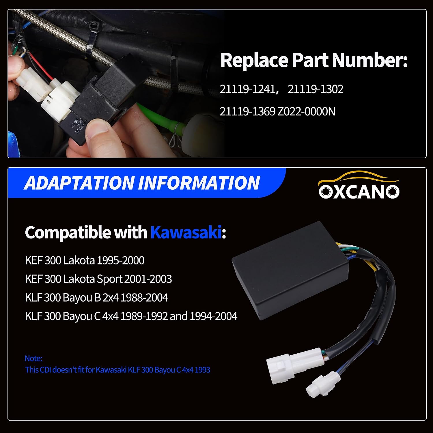 CDI Box Ignitor Z022-0000N Compatible with Kawasaki KEF 300 Lakota 1995 1996 1997 1998 1999 2000 Lakota Sport 2001 2002 2003 Bayou B C 1988 1989 1990 2001 2002 2003 2004, 21119-1369 21119-1302
