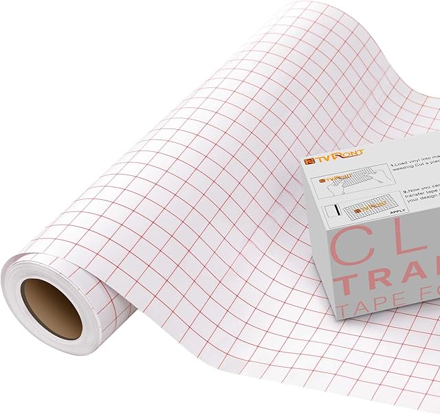 Zwanzer Transfer Tape for Vinyl - 12" x 15 Feet (30.5 * 457cm) w/Red Alignment Grid Medium Tack Vinyl Transfer Tape for Silhouette Cameo Self Adhesive Vinyl for Decals,Signs, Windows, Stickers