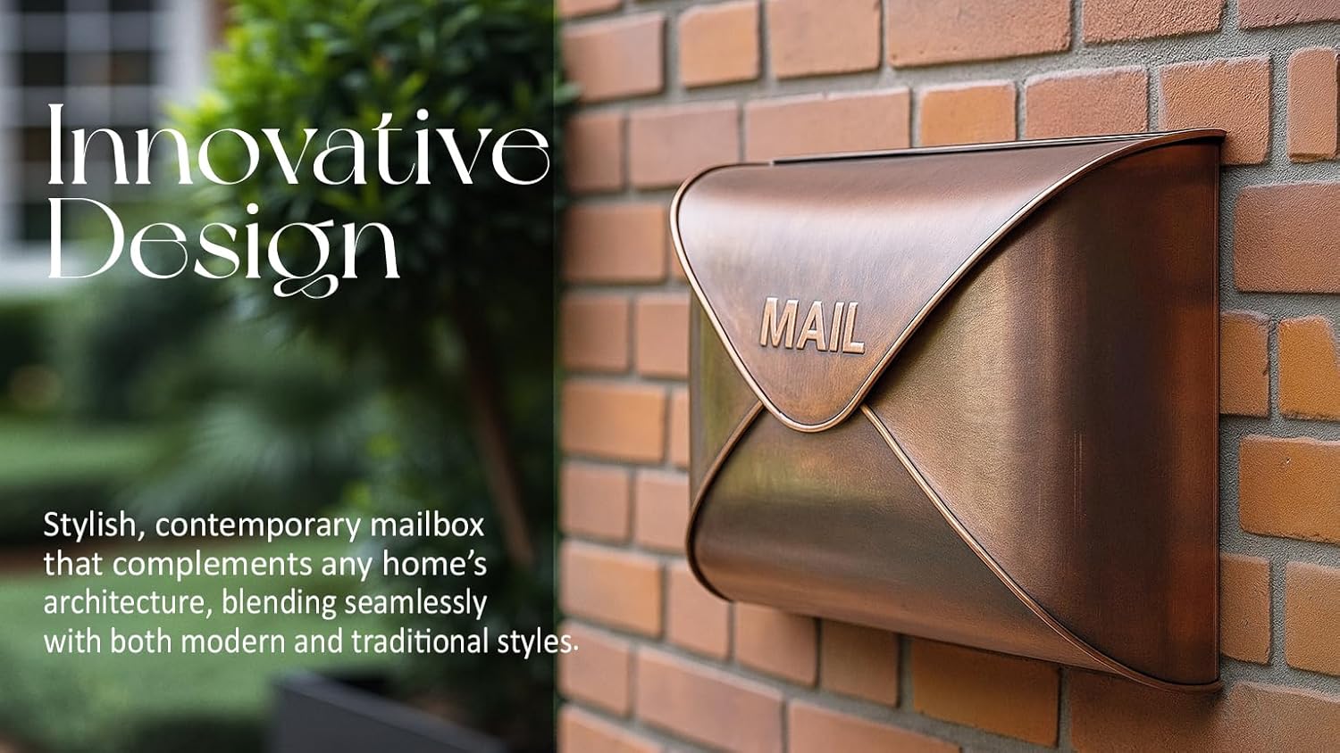 NACH Wall Mount Mailboxes, 11.5 x 9 x 4.5 inch Copper Wall Mailboxes for Outside, Waterproof Mailboxes for Outside - Envelope Mailbox