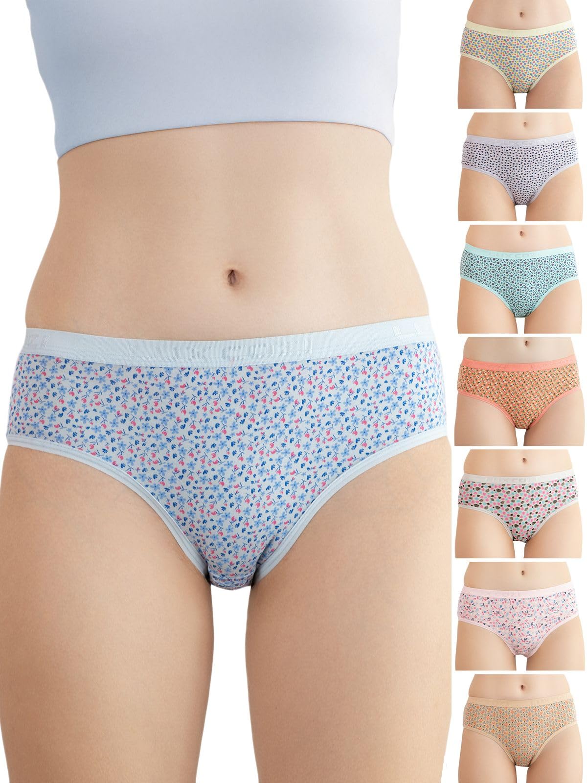 lux cozi for her Outer Elastic Hipster 100% Cotton Panty Set for Women | Cotton Panty for Women | Underwear for Women |Hipster Panties for Women | Colors & Prints May Vary | Pack of 8-picture-52