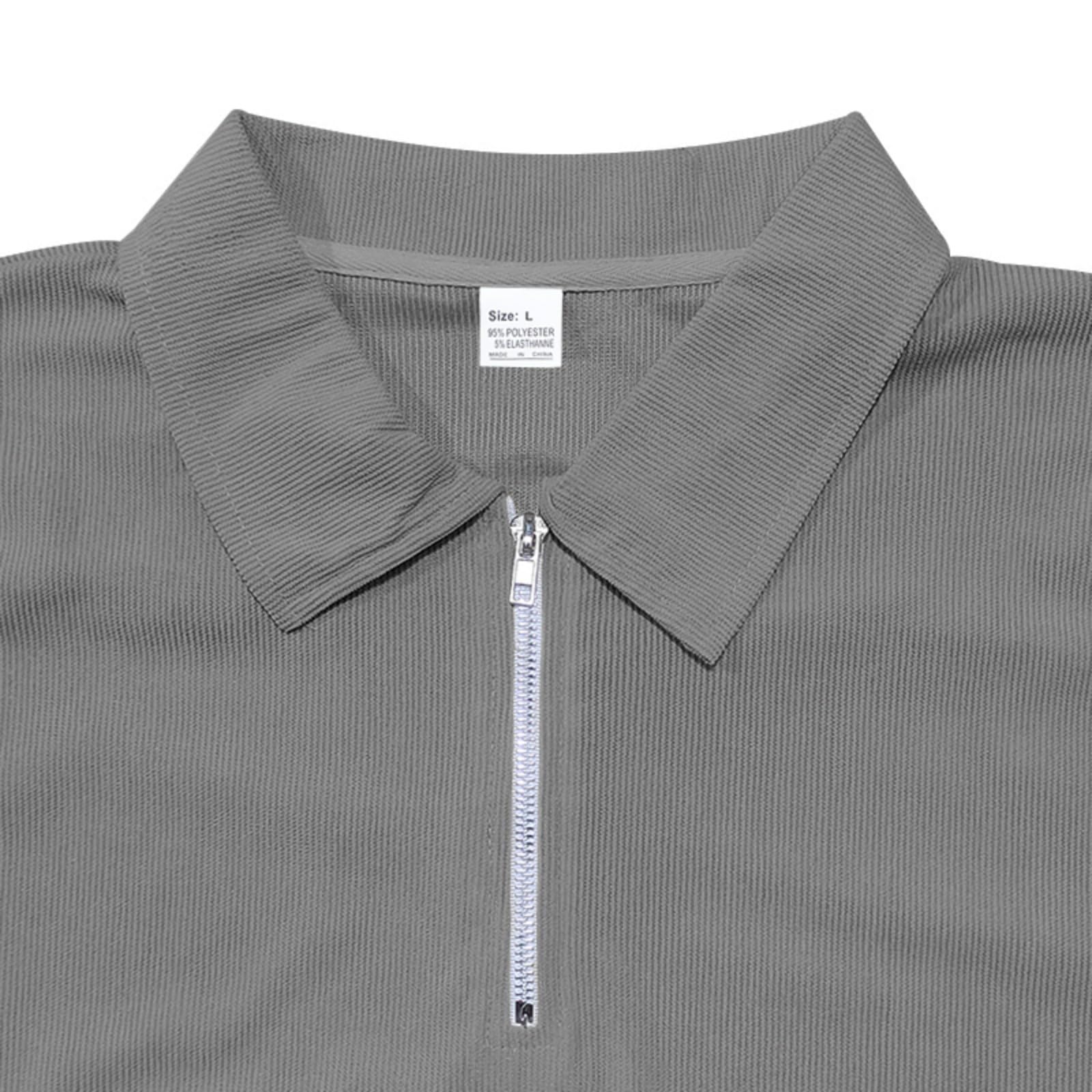 Koszulka polo T-shirty męskie solidny kołnierz z klapą top z krótkim rękawem z zamkiem błyskawicznym męskie klasyczne dopasowanie ubrania do miejskiego stylu casual