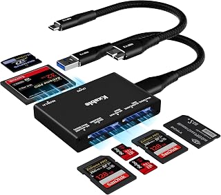 Kxable 7-in-1 USB 3.0 SD Card Reader 5Gbps, Multi-Slot for SD/MicroSD/CF/MS/XD/MMC, Includes 2 Cables - Mac/Windows/Linux Compatible