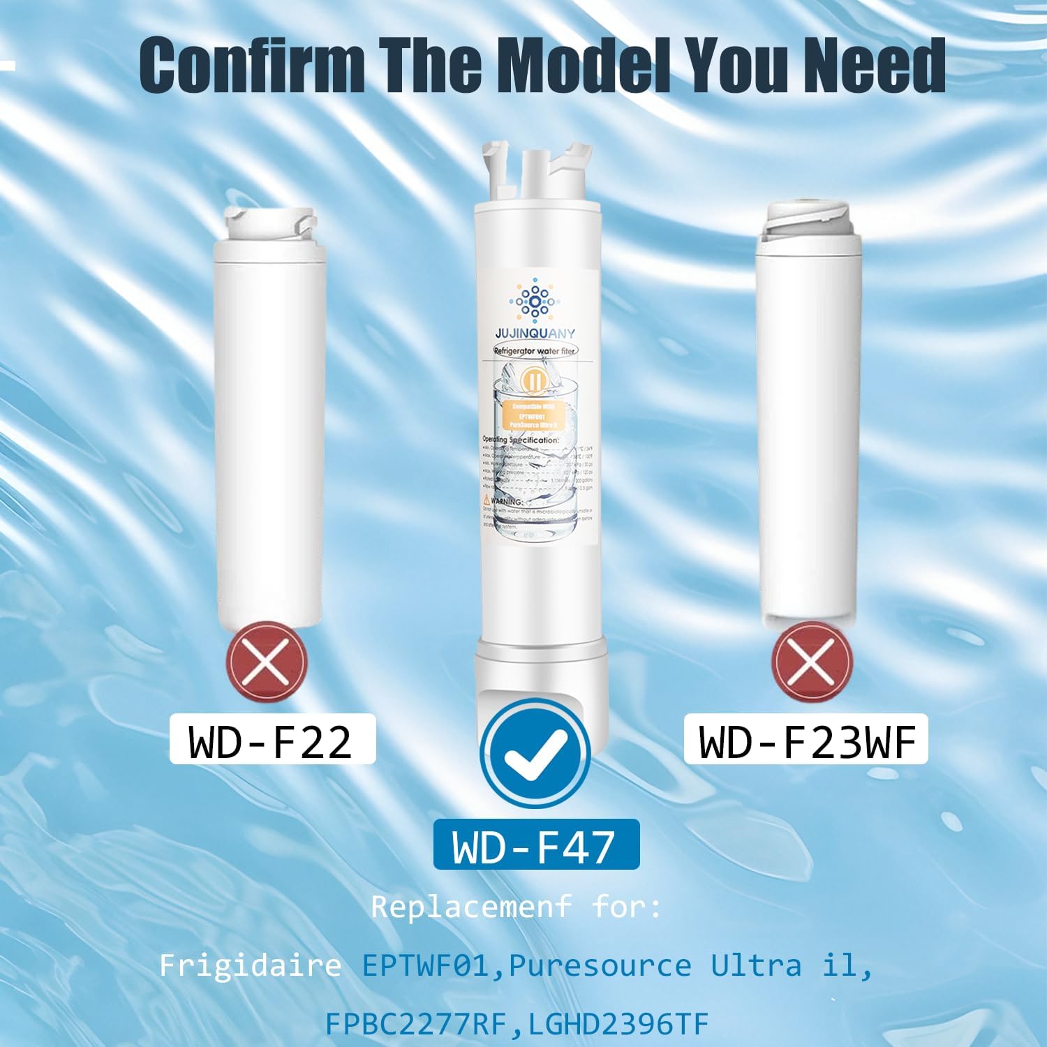 EPTWFU-o1 Water Filter Replacement Compatible for, EWF02, Pure Source Ultra II, Puresource Ultra 2, SCWFTCTO, 1012505454226, 4562222 Water Filterand Pure Air Ultra 2 Air Filter (3+3 Counts)