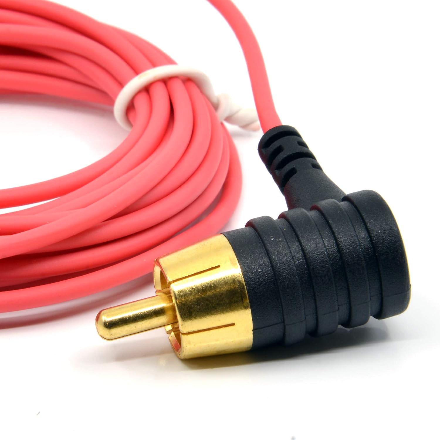 Element Tattoo Supply - Tattoo Machine RCA Cord Angled Red Wire Pen Rotary Coil Tattoo Machine 6 Feet Ultra Thin Flexible Male Plug