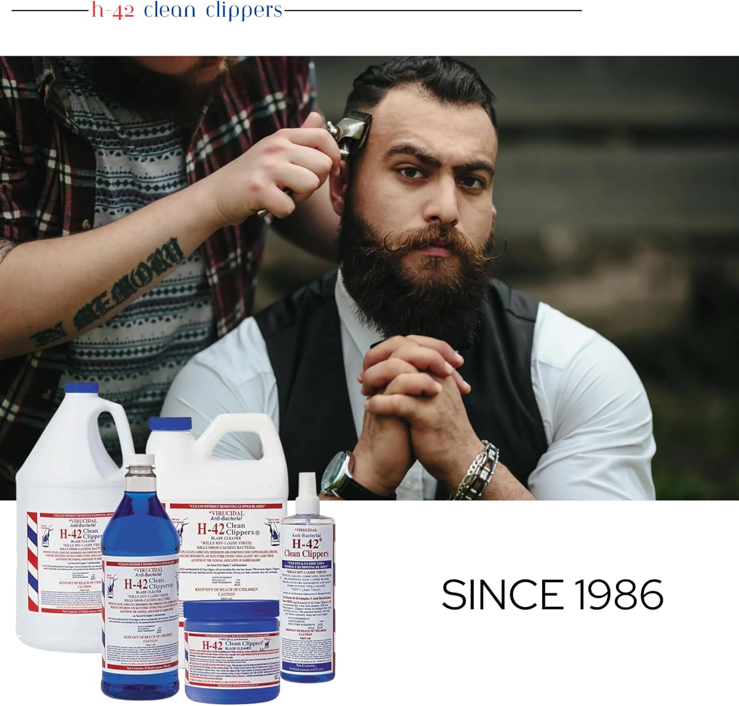 H-42 Clipper Blade Cleaner – Waterless Clipper Cleaner for Barbers, Anti-Rust Formula for Clippers and Trimmers, Cleans and Cools Blades, 32oz Bottle Refill (Pack of 1)