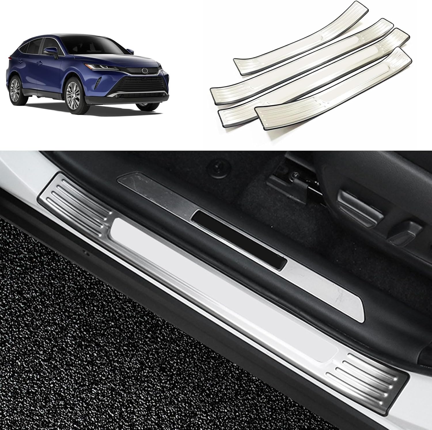 Entry Guards Cover Compatible with Toyota Venza 2021 2022 2023 Outside Door Sills Guard Sills Protector Trim Interior Car Accessories Stainless Steel 4PCS(Silver)