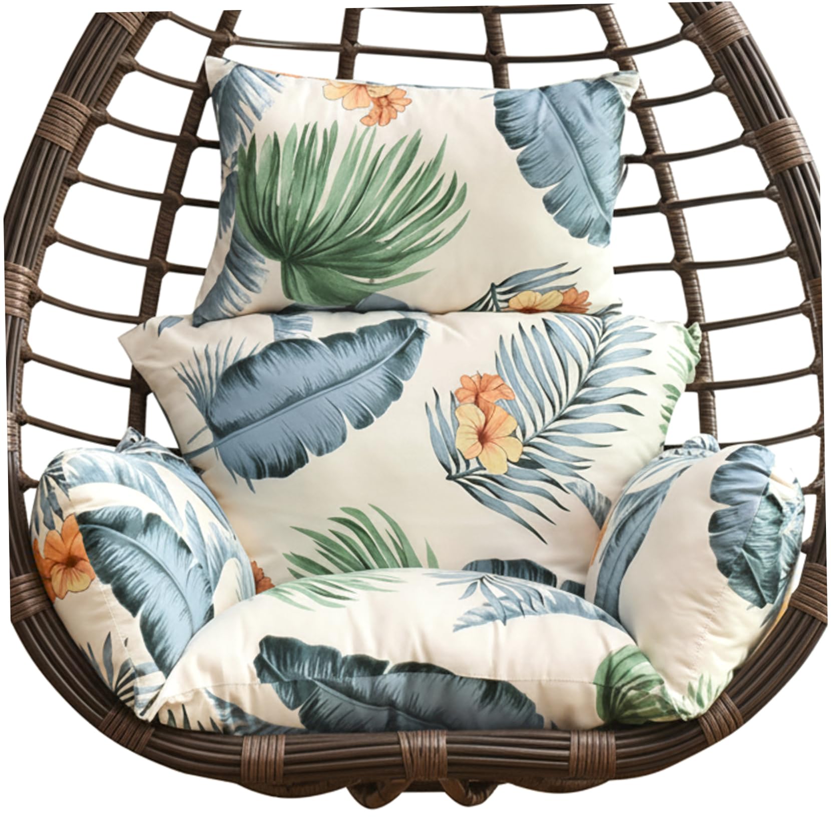 Xoeryoy Egg Chair Cushion Set with Vibrant Floral Print - Egg Chair Cushion Replacement for Hanging Basket Chairs, Washable Outdoor Chairs Cushions for Patio & Garden Hawaiian style