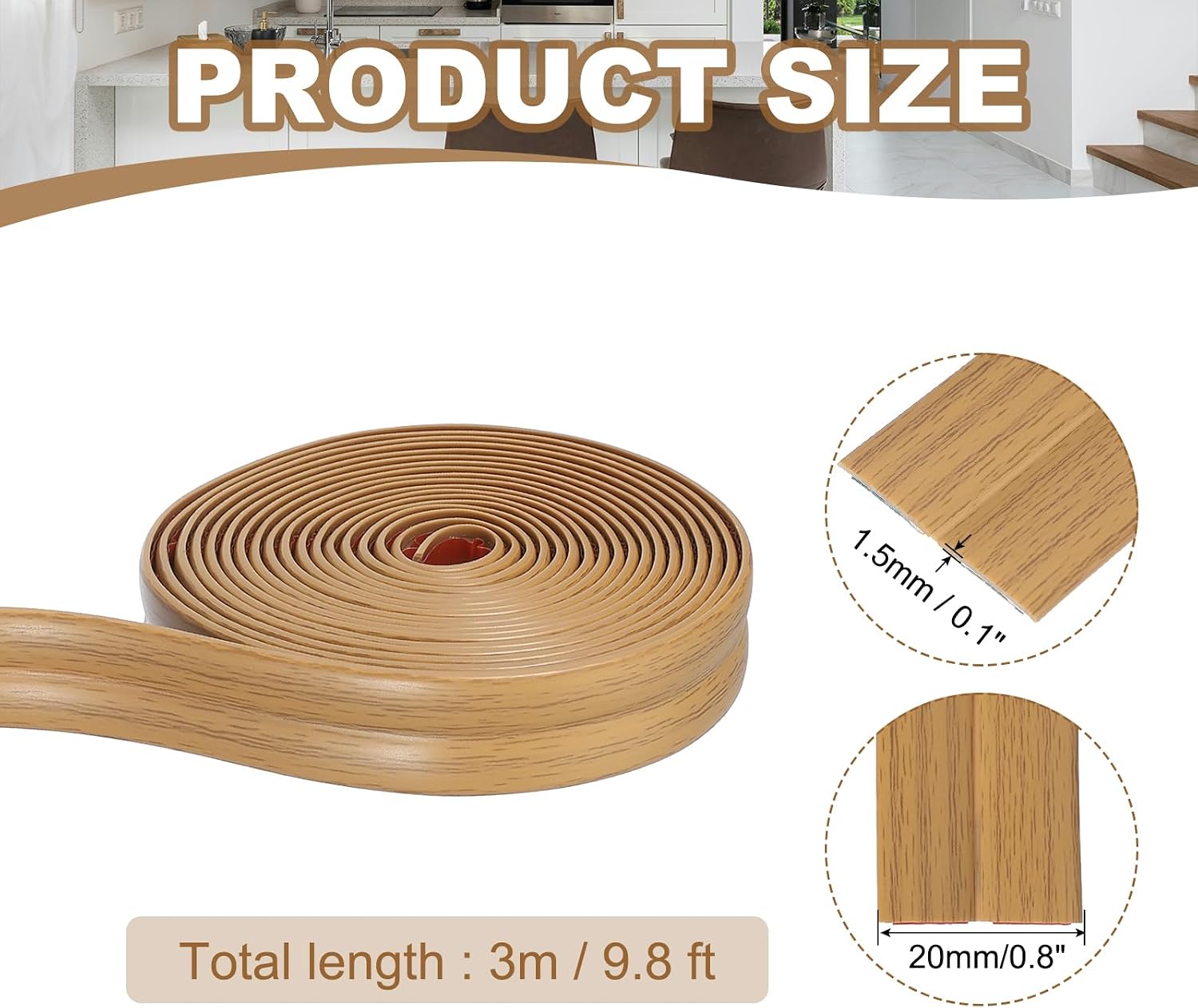 PATIKIL Wall Corner Protector 0.8 in x 10 Ft, Self Adhesive Wall Corner Guard Edge Protector Flexible Peel and Stick Molding Trim for Ceiling Countertop, Yellow Oak Grain