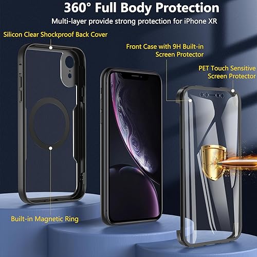 Miniatura 2 de BESINPO Funda magnética a prueba de golpes con protector de pantalla integrado, protección de cuerpo completo de grado militar, compatible con