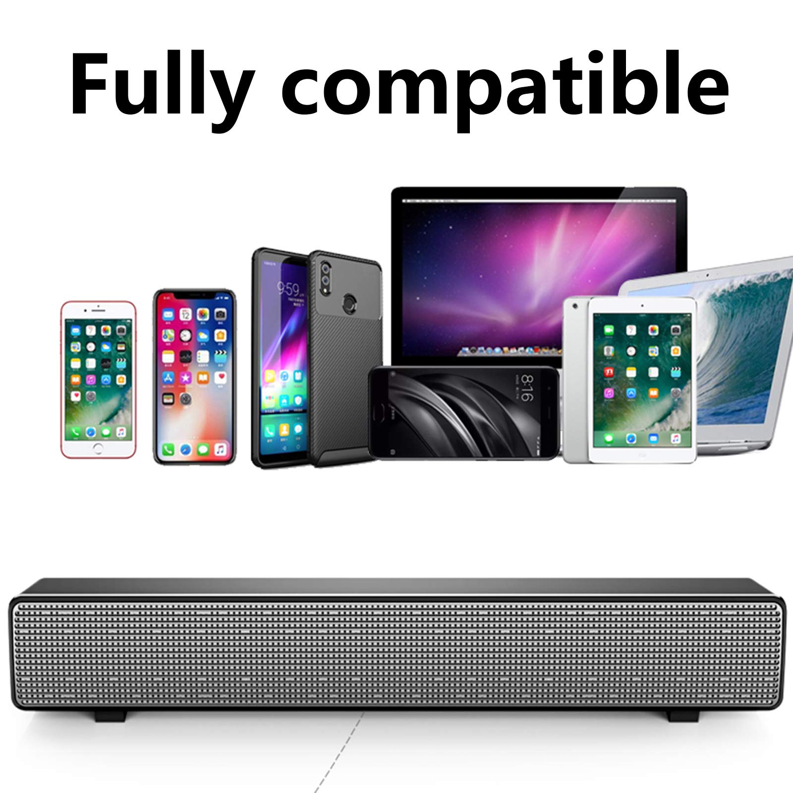 PC Altavoz Barra de Sonido 2.0 Canales para TV, Mini Soundbar Portátil Bluetooth 4.2 (Soporte Conexiones Óptico/RCA/Coaxiales/DSP) Subwoofer Inalámbrico,Blanco