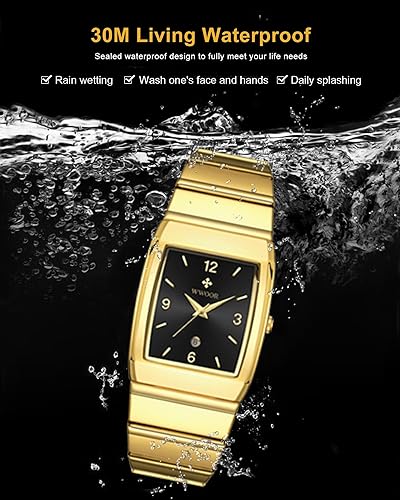 Miniatura 4 de WWOOR Relojes cuadrados para hombres y mujeres, reloj cuadrado de acero inoxidable para hombre con fecha, reloj casual con fecha cuadrada