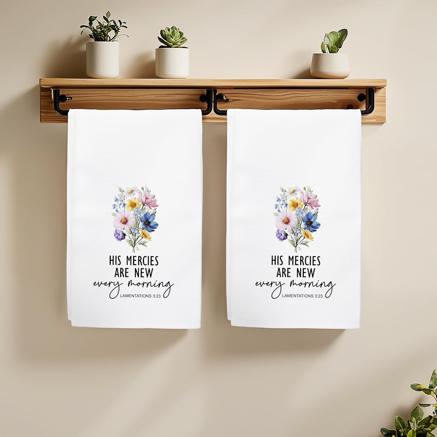 Christian Floral Towels Gifts for Women, Religious Bible Verse Towels for Kitchen Bathroom Bar (16x24 inches) - Image 4