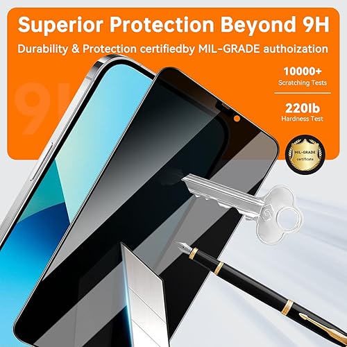 Miniatura 6 de Paquete de 2 protectores de pantalla de privacidad para iPhone 14 Plus13 Pro Max de 6.7 pulgadas, con alineación automática impecable, vidrio