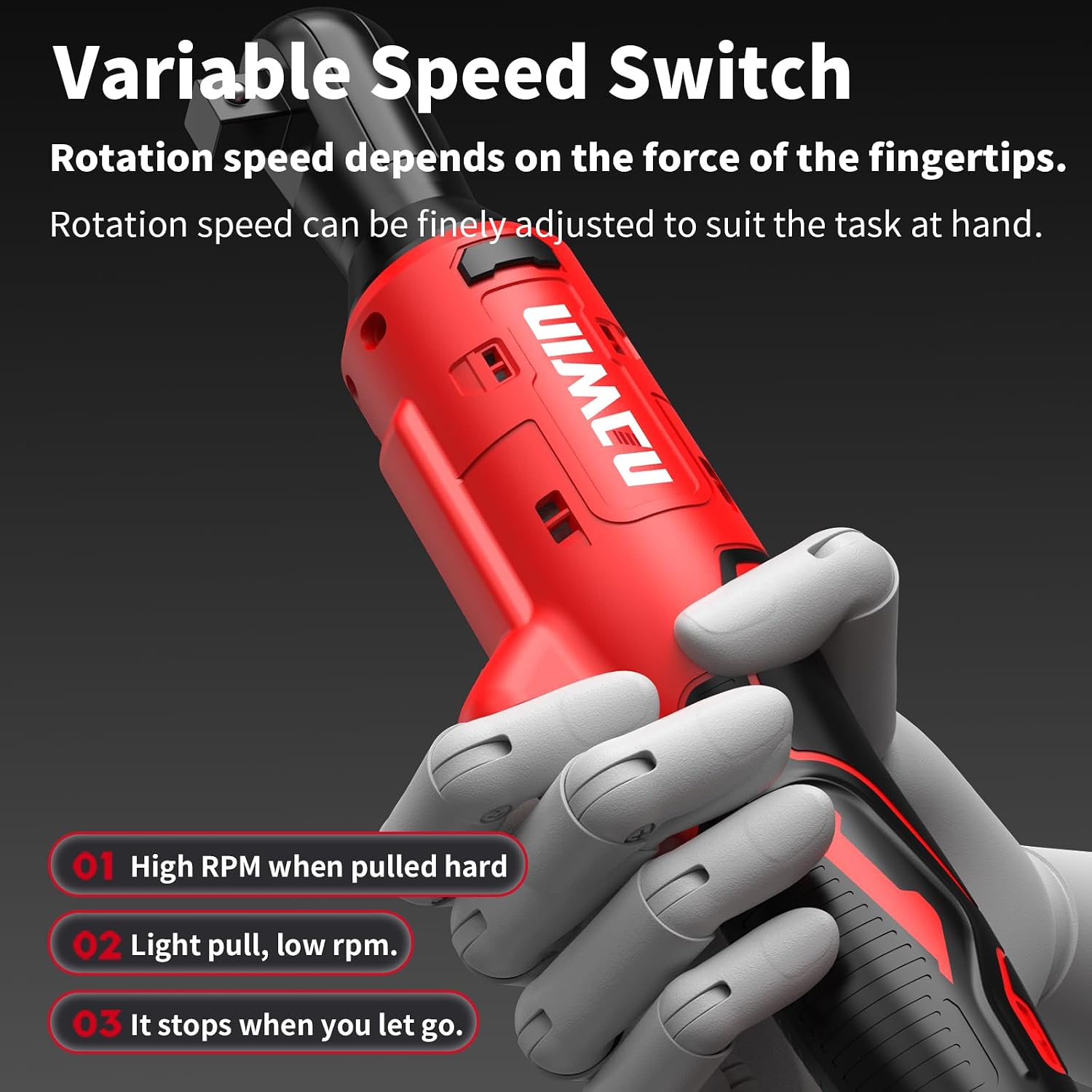 NAWIN 3/8" Cordless Ratchet Wrench, Brushless Motor, Electric 20V Ratchet with Battery and Charger, 60 Ft-lbs, Power Ratchet Tool Kit