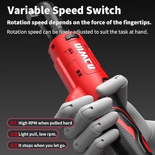 Miniatura 9 de NAWIN Llave de trinquete eléctrica de 16.8 V, trinquete inalámbrico de 38 pulgadas con 2 baterías, 40 pies libras, juego de herramientas mecánicas