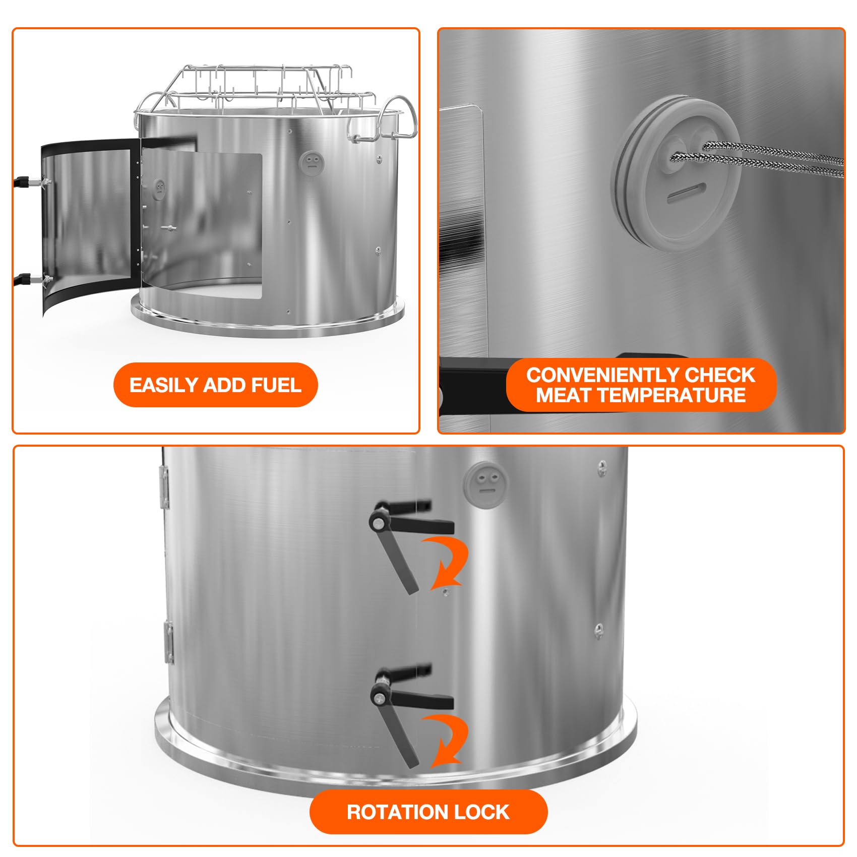 Onlyfire Sistema de Cocina de Cámara de Humo Central de Acero Inoxidable para Parrilla de Carbón Weber 47cm Kettle, Convierte tu Hervidor en Una Ahumador Barbacoa de Carbón
