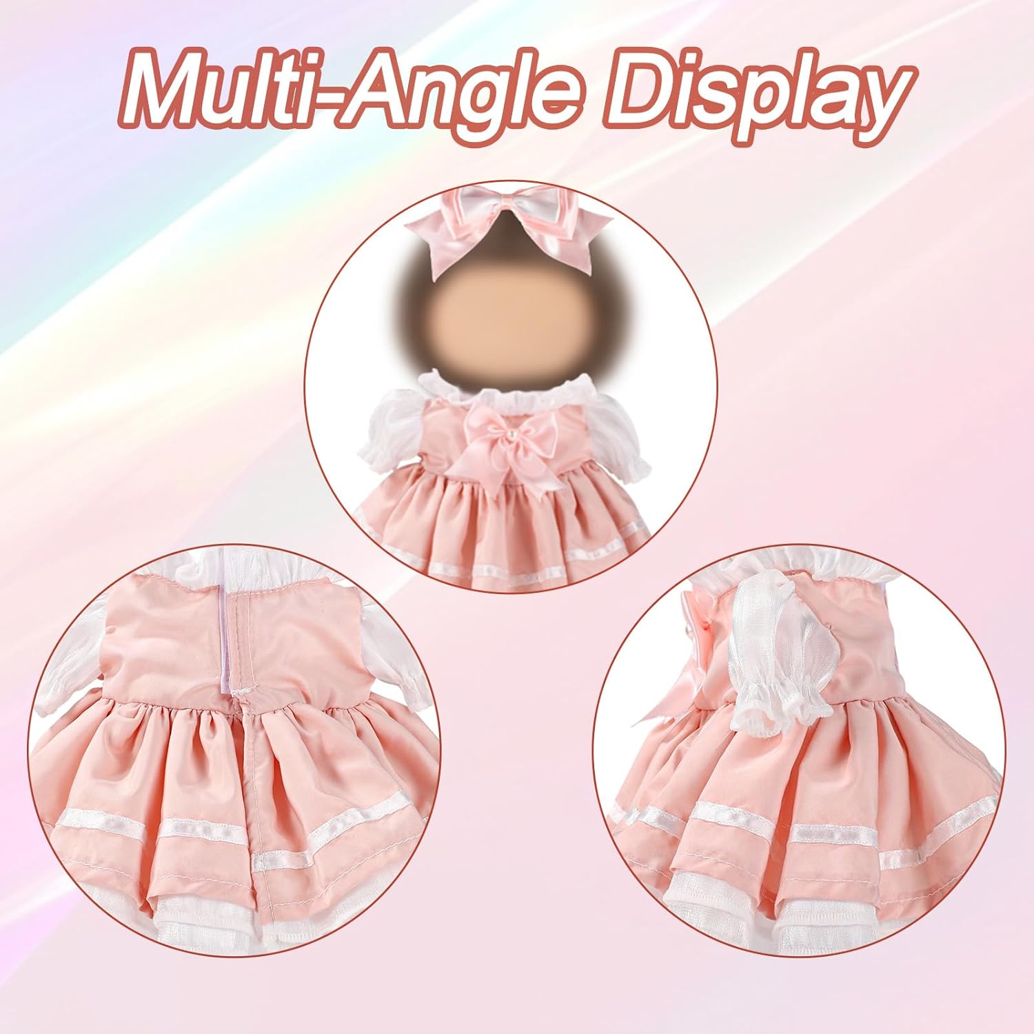 2pcs 15in Doll Clothes Set, Include 1pcs Bow Clip and 1pcs Bow Dress Cute Outfits and Accessories No Doll Included(Pink)
