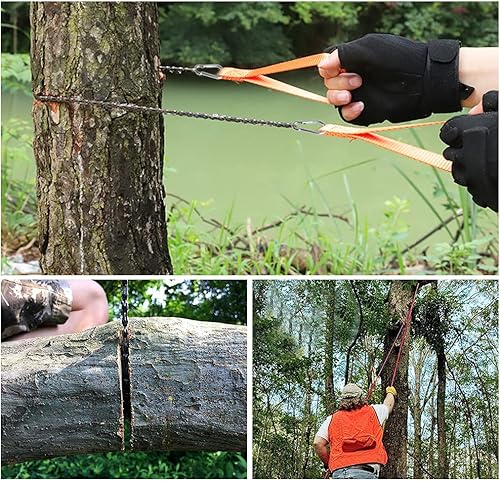 Miniatura 7 de Motosierra de bolsillo, sierra de cuerda de bolsillo de 24 pulgadas, sierra de mano de cadena plegable con bolsa de transporte, para supervivencia