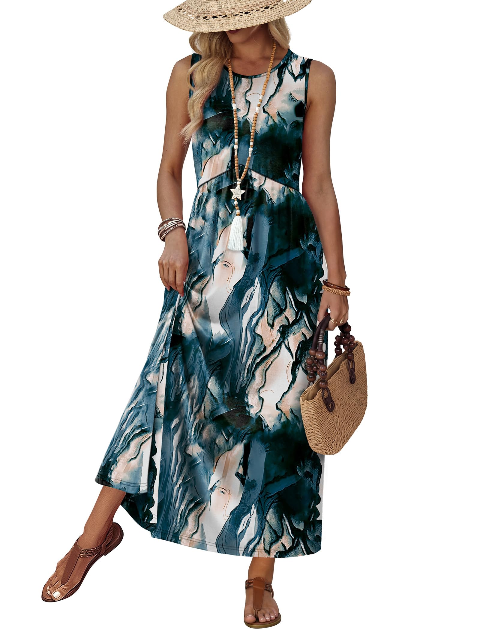 WIHOLL Summer Dresses Babydoll Maxi Dress Empire Waist Beach Vacation Sundresses 2026 with Pockets — view 14