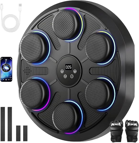 Wireless Boxing Machine - Musical Boxing Machine with LED Lights, 12 Speed Levels, Smart Counter - Punching Ball for Kids and Adults, Home Training Equipment - 1