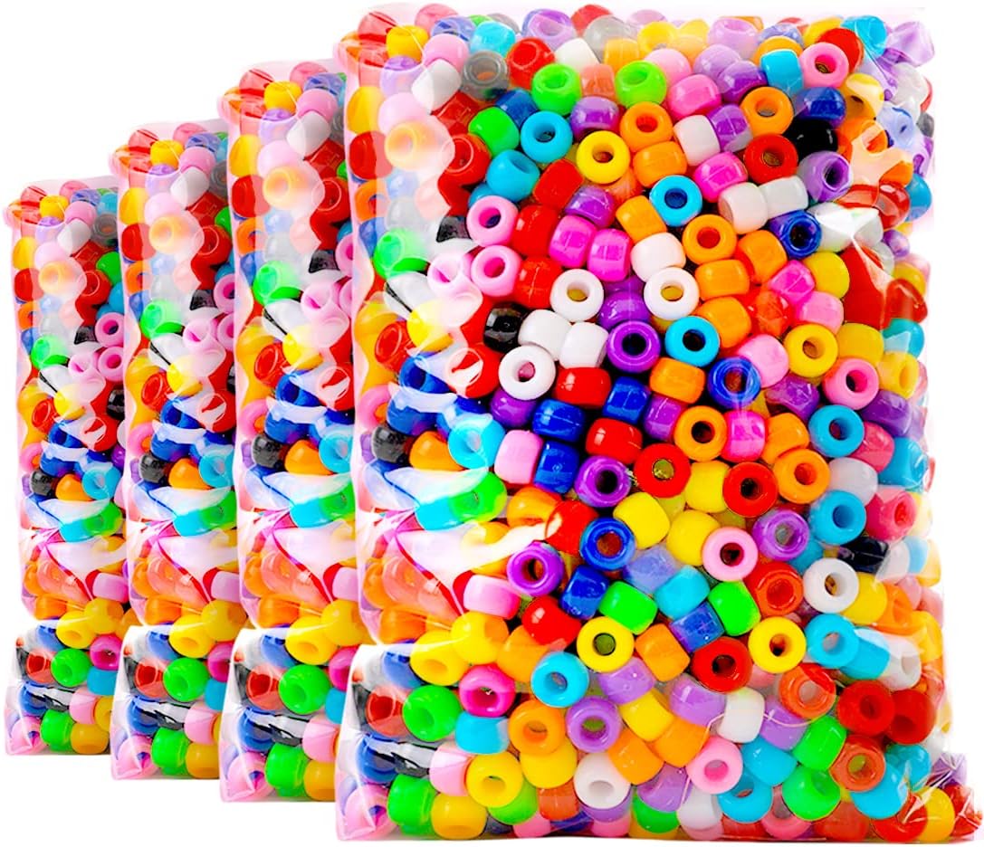 Praisebank 4000 pcs Multi-Color Pony Beads, Hair Beads, Beads for Jewelry Making, Beads for Crafts, Beads for Hair Braids…