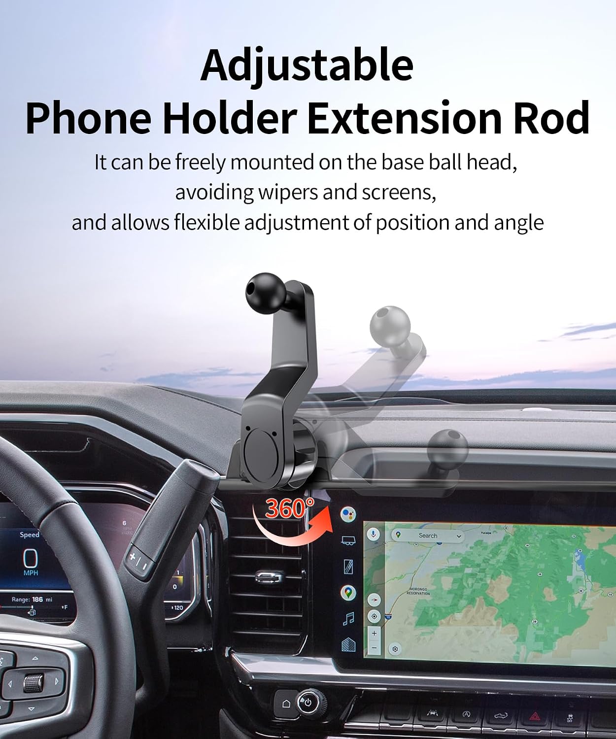 Wireless Charging Car Phone Holder for Chevrolet Silverado 1500 2022-2026/Silverado 2500 HD 2024-2026/GMC Sierra 1500 2500HD 2023-2025, 13.4" Screen Fixed Clip
