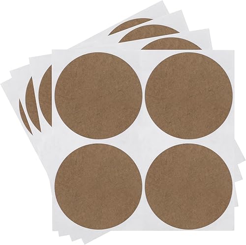 ChromaLabel Etiquetas de punto kraft en hojas, 100 calcomanías por paquete, 2 pulgadas