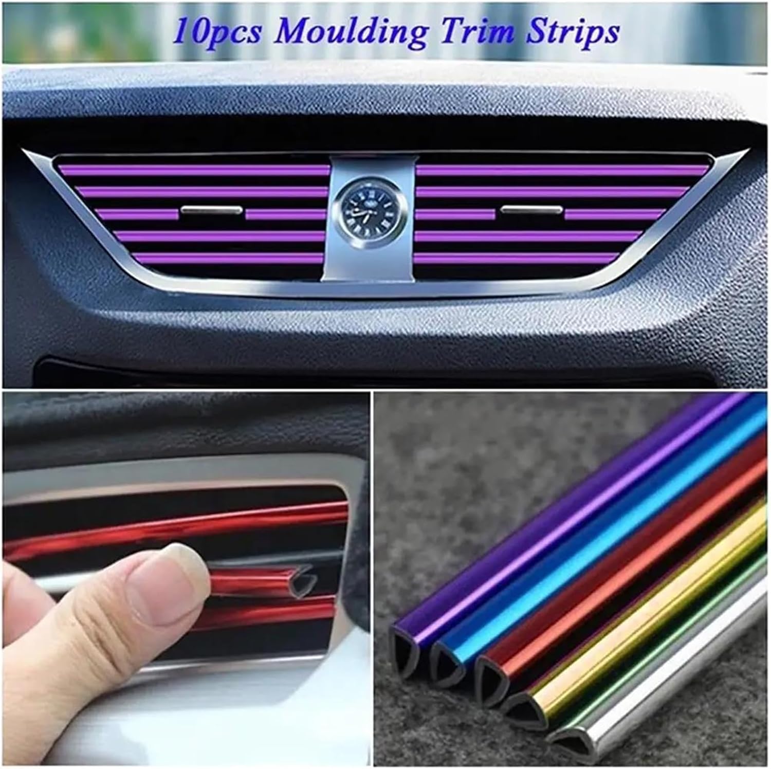 Car Styling Accessories 10Pcs/Set 20Cm Universal Car Air Conditioner Outlet Decorative U Shape Moulding Trim Strips Decor