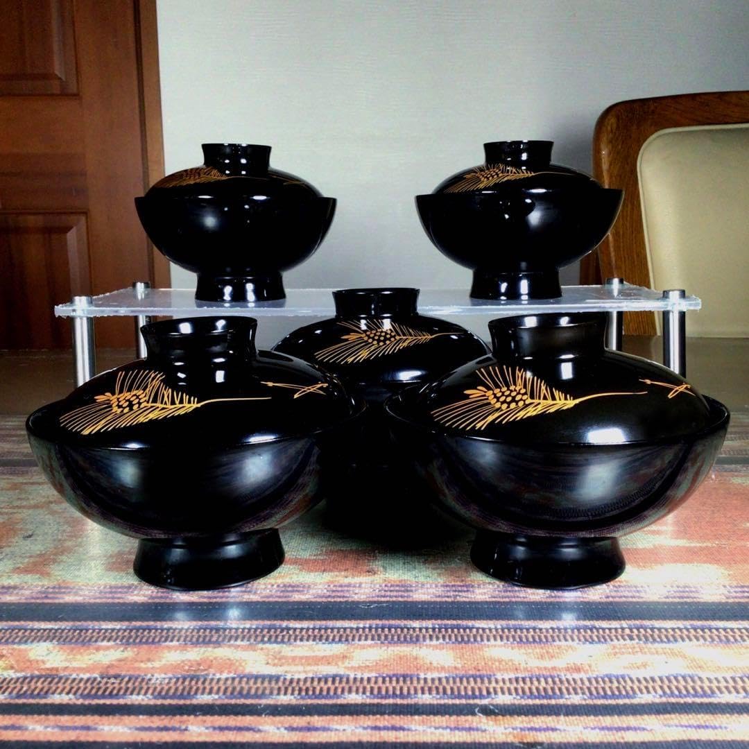 アツうー 会津塗 坂本乙造 蓋付お椀 5客 海うー 坂本乙