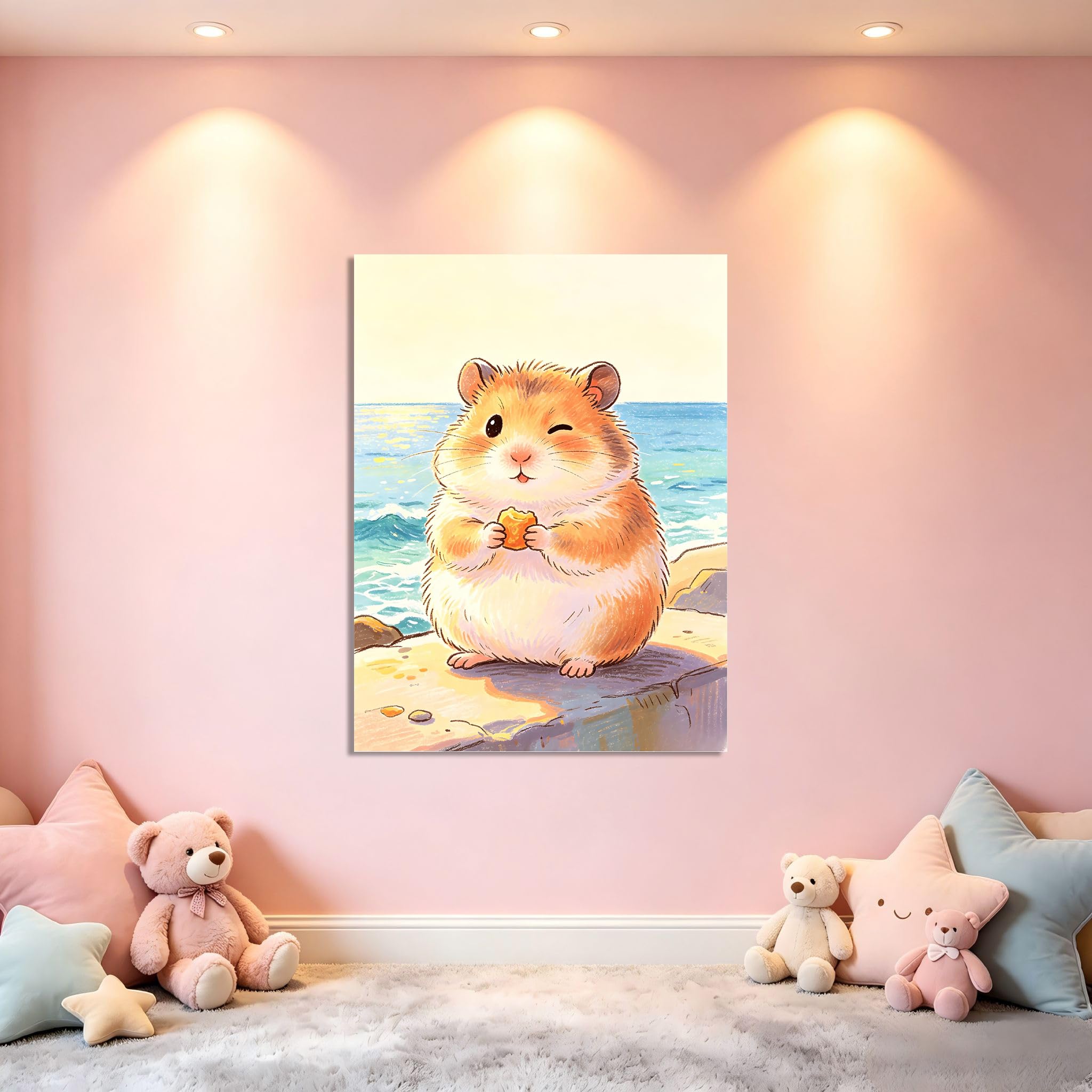 TNGHHSGA Cuentos de Aventuras de Zizi 18Lienzo Decorativo de Hámster Cartoon, Cuadro Infantil para Habitación, Guardería, Dormitorio y Decoración del Hogar50x65cm Lienzo envuelto