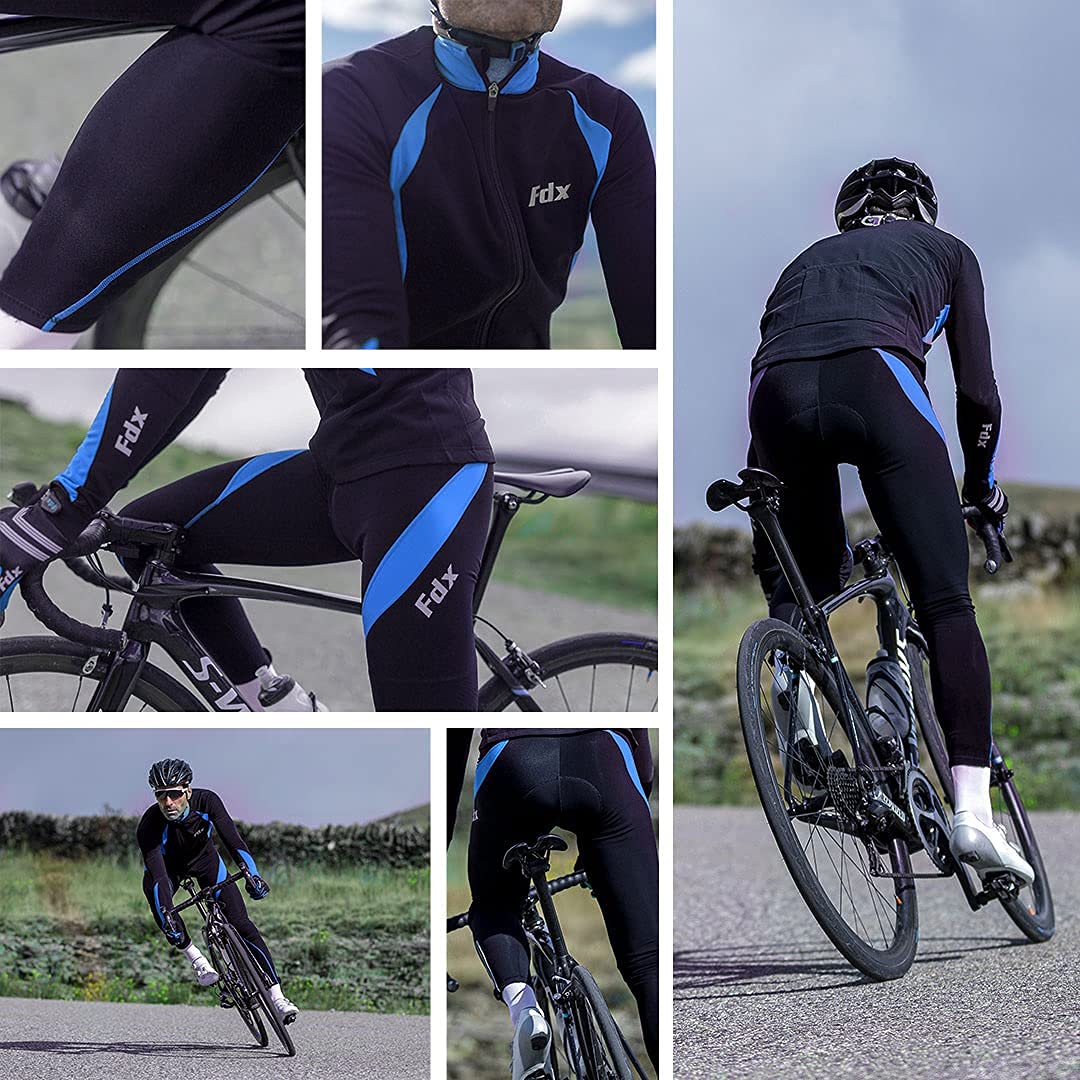 FDX Tights da Ciclismo da Uomo, Imbottitura 3D, Termici, idrorepellenti, Leggeri, Tessuto Super Roubaix, Pantaloni Invernali Bici, Leggings Elastiche