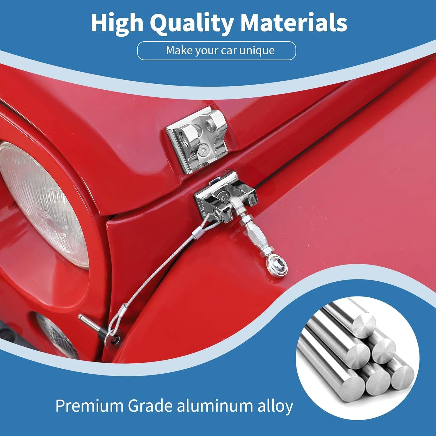 for Jeep Hood Latches with Lock, Aluminum Hood Catch for 2007+ Wrangler JK JKU JL JLU for 2020+ Gladiator JT Chrome Exterior Accessories 2pcs